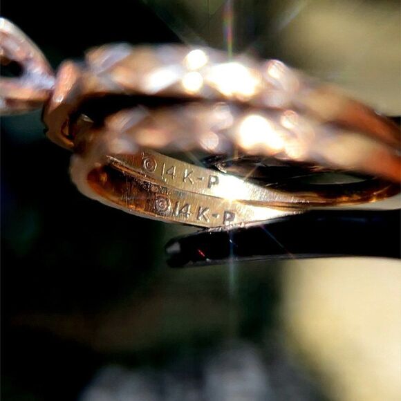 14K Plumb Gold Petite Diamond Ring Set - Picture 6 of 8